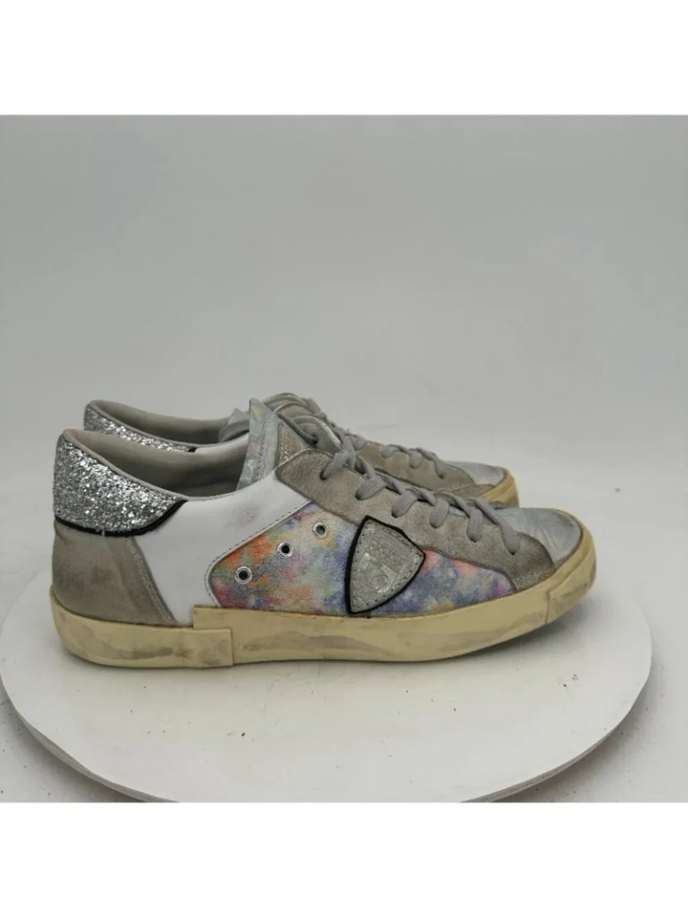 Philippe Model Women Sz EU 39 US 8.5 White Rainbow Tie Dye  Leather Tennis Shoes